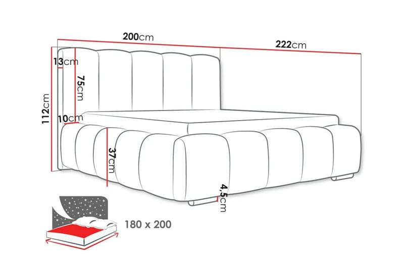 Cleaton sengeramme 180x200 cm med oppbevaring, HVILA skummadrass og overmadrass i polyesterskum med vaskbart trekk - Grå/hvit - Møbler - Senger - Komplett sengepakke