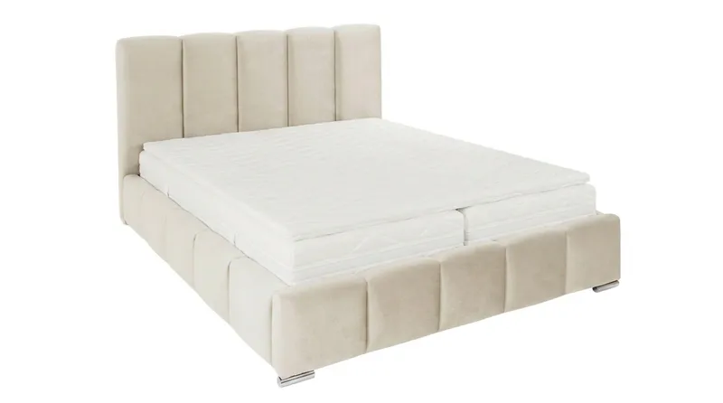 Cleaton sengeramme 180x200 cm med oppbevaring, HVILA pocketfjærmadrass og overmadrass i lateks med vaskbart trekk, Grå/hvit