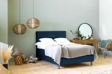 Ella Sengepakke 120x200cm Dypheftet - Mørkeblå / Fløyel - Møbler - Senger - Enkeltsenger