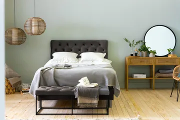 Ella Sengepakke 120x200cm Dypheftet Sengegavl - Mørkegrå / fløyel - Møbler - Senger - Enkeltsenger