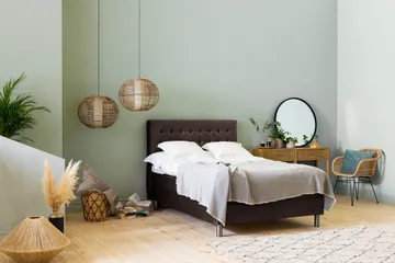 Ella Sengepakke 120x200cm Rutete Sengegavl - Brun / Fløyel - Møbler - Senger - Enkeltsenger