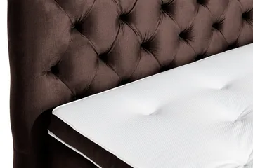 Ella Sengepakke 140x200cm Dypheftet Sengegavl - Brun / Fløyel - Møbler - Senger - Kontinentalsenger