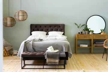 Ella Sengepakke 140x200cm Dypheftet Sengegavl - Brun / Fløyel - Møbler - Senger - Kontinentalsenger