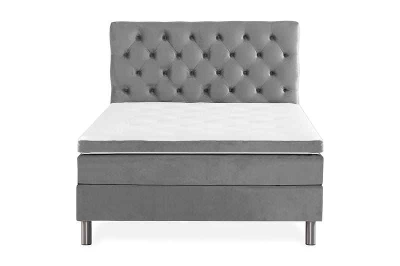 Ella Sengepakke 140x200cm Dypheftet Sengegavl, Lysegrå / Fløyel