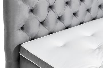 Ella Sengepakke 140x200cm Dypheftet Sengegavl - Lysegrå / Fløyel - Møbler - Senger - Kontinentalsenger