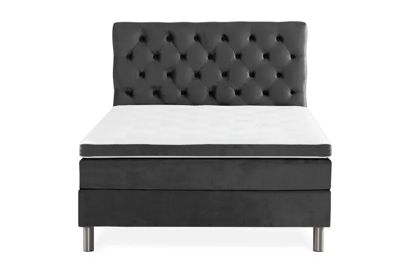 Ella Sengepakke 140x200cm Dypheftet Sengegavl - Mørkegrå / fløyel - Møbler - Senger - Kontinentalsenger