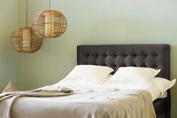 Ella Sengepakke 140x200cm Rutete Sengegavl - Mørkegrå / fløyel - Møbler - Senger - Kontinentalsenger