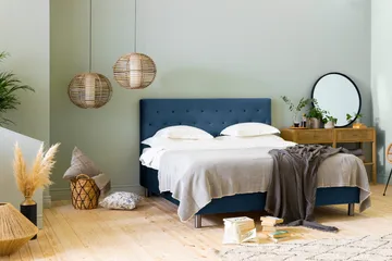 Ella Sengepakke 160x200cm Dypheftet - Mørkeblå / Fløyel - Møbler - Senger - Kontinentalsenger