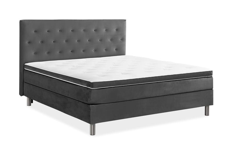 Ella Sengepakke 160x200cm Dypheftet - Mørkegrå / fløyel - Møbler - Senger - Kontinentalsenger