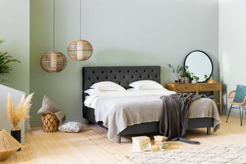 Ella Sengepakke 160x200cm Dypheftet Sengegavl - Mørkegrå / fløyel - Møbler - Senger - Kontinentalsenger