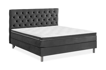 Ella Sengepakke 160x200cm Dypheftet Sengegavl - Mørkegrå / fløyel - Møbler - Senger - Kontinentalsenger