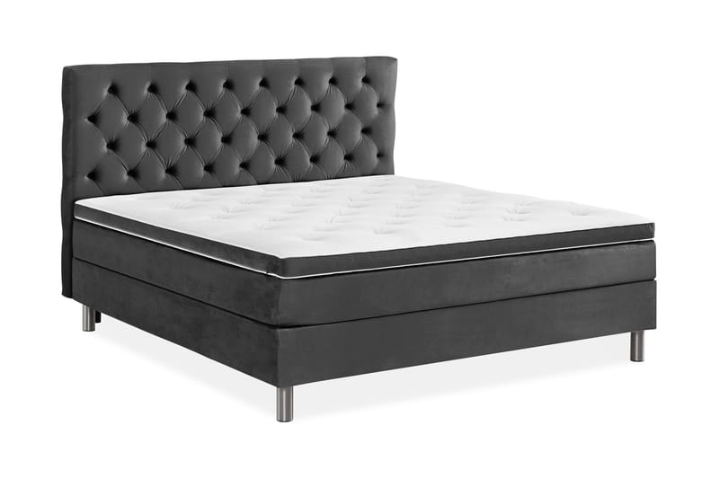 Ella Sengepakke 160x200cm Dypheftet Sengegavl - Mørkegrå / fløyel - Møbler - Senger - Kontinentalsenger