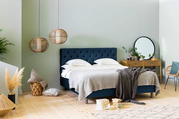Ella Sengepakke 180x200cm Dypheftet Sengegavl - Mørkeblå / Fløyel - Møbler - Senger - Kontinentalsenger