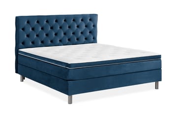 Ella Sengepakke 180x200cm Dypheftet Sengegavl - Mørkeblå / Fløyel - Møbler - Senger - Kontinentalsenger