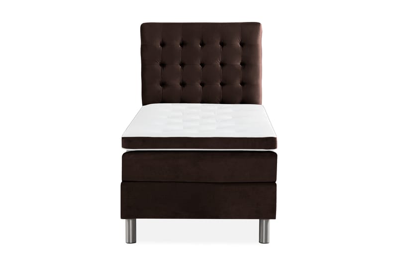 Ella Sengepakke 180x200cm Rutete Sengegavl, Brun / Fløyel