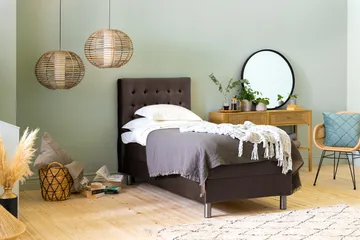 Ella Sengepakke 180x200cm Rutete Sengegavl - Brun / Fløyel - Møbler - Senger - Enkeltsenger