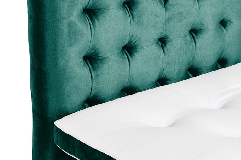 Ella Sengepakke 180x200cm Rutete Sengegavl - Mørkegrønn / Fløyel - Møbler - Senger - Enkeltsenger