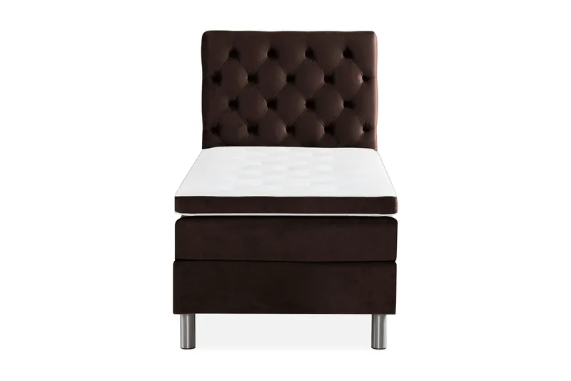 Ella Sengepakke 90x200cm Dypheftet Sengegavl - Brun / Fløyel - Møbler - Senger - Enkeltsenger