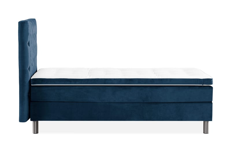 Ella Sengepakke 90x200cm Dypheftet Sengegavl - Mørkeblå / Fløyel - Møbler - Senger - Enkeltsenger