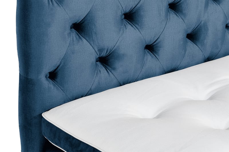 Ella Sengepakke 90x200cm Dypheftet Sengegavl - Mørkeblå / Fløyel - Møbler - Senger - Enkeltsenger