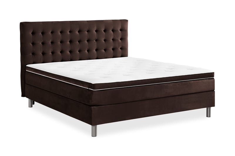 Ella Sengepakke 90x200cm Rutete Sengegavl - Brun / Fløyel - Møbler - Senger - Kontinentalsenger