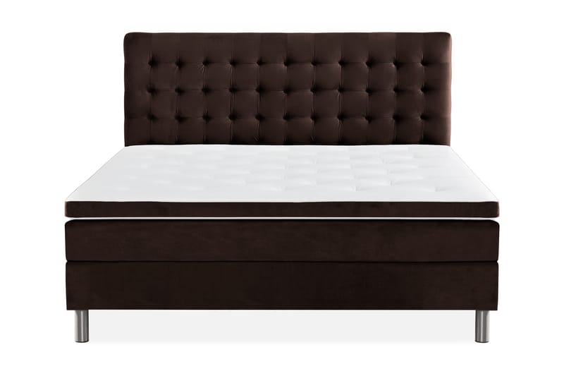 Ella Sengepakke 90x200cm Rutete Sengegavl, Brun / Fløyel