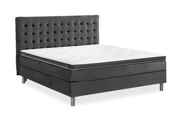 Ella Sengepakke 90x200cm Rutete Sengegavl - Mørkegrå / fløyel - Møbler - Senger - Kontinentalsenger