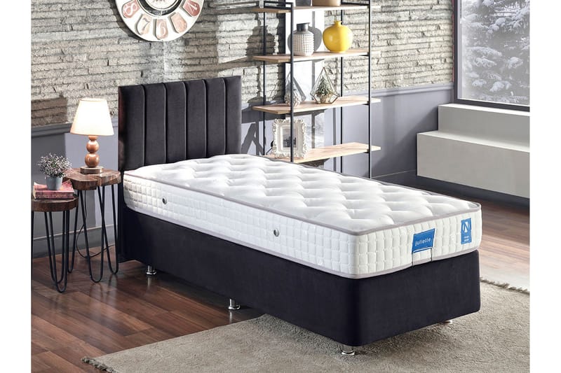 Endulanie Sengeramme med Sengegavl Singel 90x190 cm, Svart