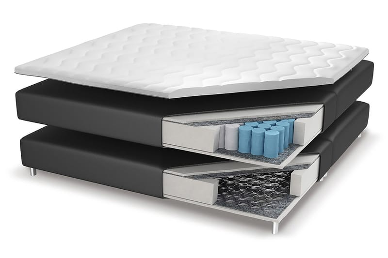 Franco Lyx Sengepakke 160x200 LED-belysning - Grå/Fløyel - Møbler - Senger - Komplett sengepakke