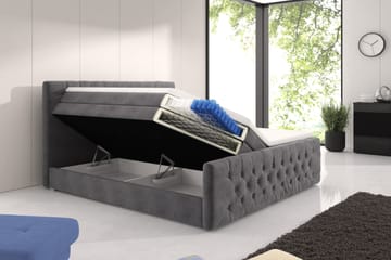 Franco Lyx Sengepakke 160x200 LED-belysning - Grå/Fløyel - Møbler - Senger - Komplett sengepakke