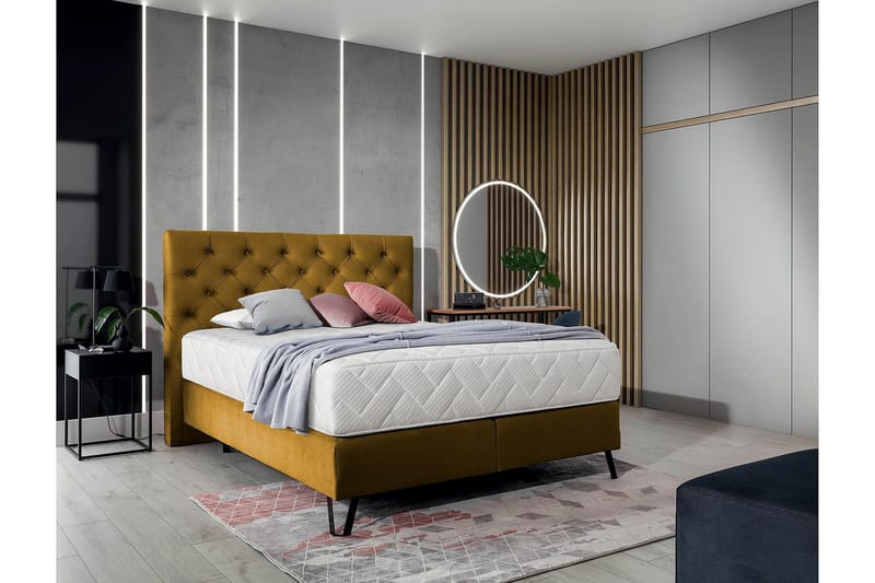 Katsumi Sengepakke Rammeseng 140x200 cm - Gul - Møbler - Senger - Komplett sengepakke