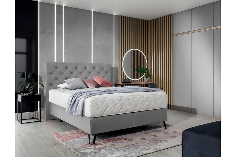 Katsumi Sengepakke Rammeseng 140x200 cm - Lysegrå - Møbler - Senger - Komplett sengepakke