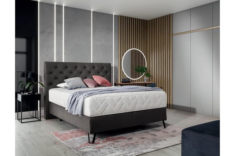 Katsumi Sengepakke Rammeseng 160x200 cm - Grå - Møbler - Senger - Komplett sengepakke