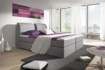 Komplett Box Bed Tyler 160x200 Grå - Grå - Møbler - Senger - Komplett sengepakke