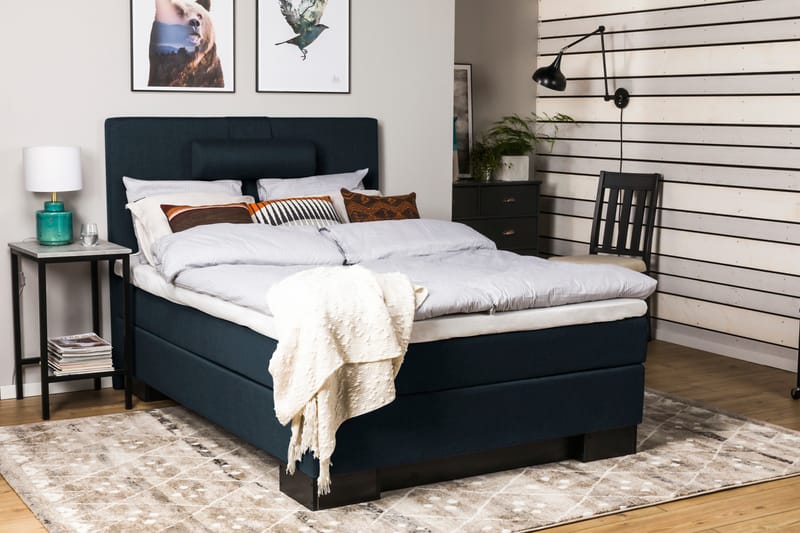 Komplett Sängpaket Romance Lyx 140 Mørkblå - Blå - Kontinentalsenger - Komplett sengepakke