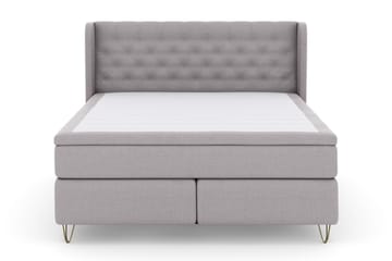 Komplett Sengepakke Choice No 6 210x210 Fast/Medium Watergel - Lysegrå|V-formede Metallben - Møbler - Senger - Kontinentalsenger