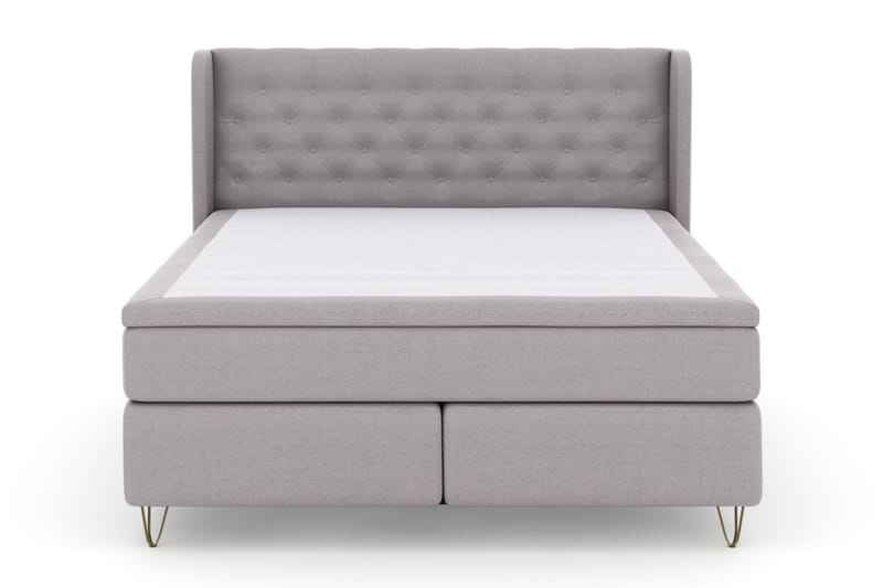 Komplett Sengepakke Choice No 6 210x210 Fast/Medium Watergel - Lysegrå|V-formede Metallben - Møbler - Senger - Kontinentalsenger