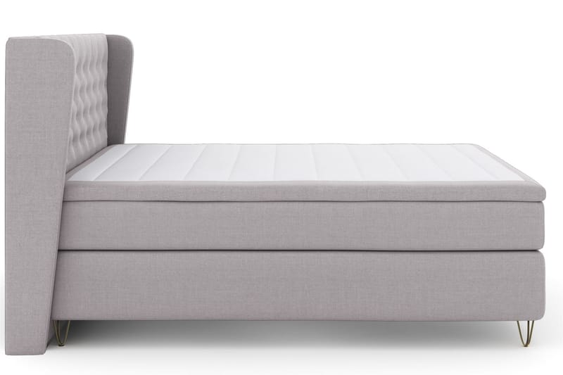 Komplett Sengepakke Choice No 6 210x210 Fast/Medium Watergel - Lysegrå|V-formede Metallben - Møbler - Senger - Kontinentalsenger