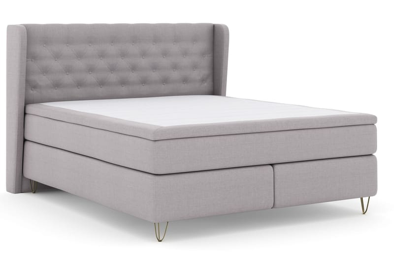 Komplett Sengepakke Choice No 6 210x210 Fast/Medium Watergel - Lysegrå|V-formede Metallben - Møbler - Senger - Kontinentalsenger