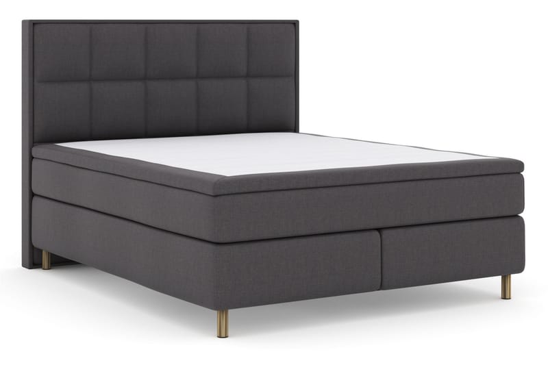 Komplett Sengepakke Choice No 6 210x210 Fast/Medium Watergel - Mørkegrå|Kobberben - Møbler - Senger - Kontinentalsenger