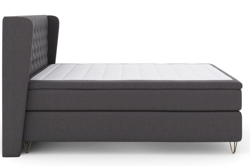 Komplett Sengepakke Choice No 6 210x210 Fast/Medium Watergel - Mørkegrå|V-formede Metallben - Møbler - Senger - Kontinentalsenger