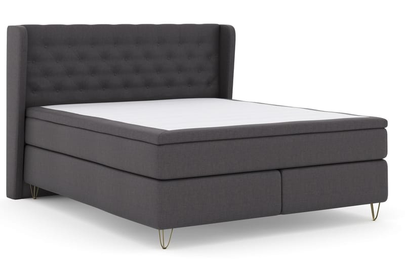 Komplett Sengepakke Choice No 6 210x210 Fast/Medium Watergel - Mørkegrå|V-formede Metallben - Møbler - Senger - Kontinentalsenger
