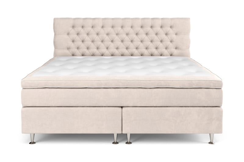 Komplett Sengepakke Estelle 210x210 cm - Beige/Fløyel - Kontinentalsenger - Komplett sengepakke