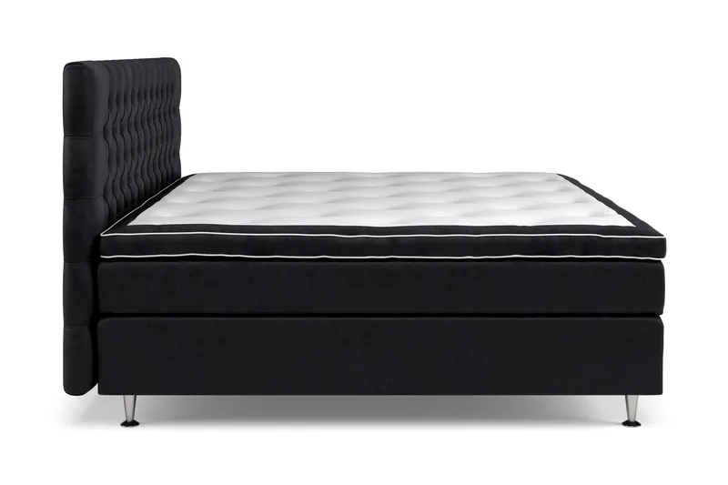 Komplett Sengepakke Estelle 210x210 cm - Svart/Fløyel - Møbler - Senger - Kontinentalsenger