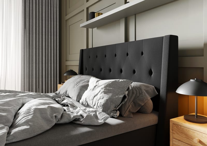 Komplett Sengepakke Langham 180x200 cm Svart - Svart - Møbler - Senger - Kontinentalsenger