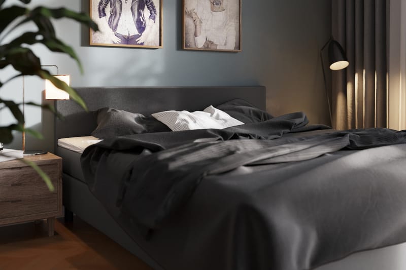 Komplett Sengepakke Rocky 160x200 - Mørkgrå - Møbler - Senger - Kontinentalsenger