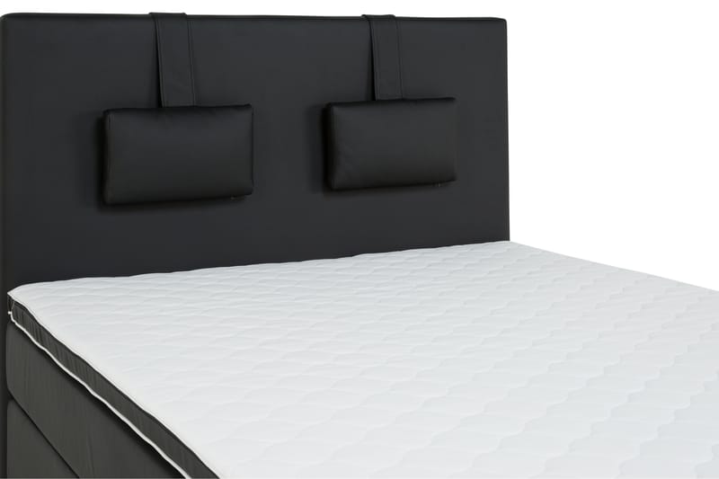 Komplett Sengepakke Romance Lyx 120 cm Svart PU - Firkantben Eik - Kontinentalsenger - Komplett sengepakke