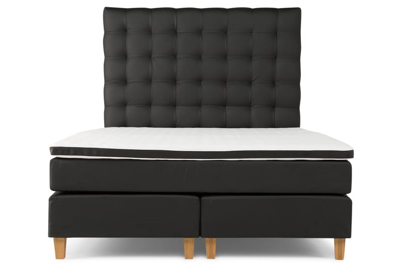 Komplett sengepakke Romance Lyx 160 cm Svart PU - Grå|Svart - Kontinentalsenger - Dobbeltsenger - Komplett sengepakke