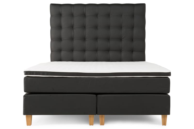 Komplett sengepakke Romance Lyx 160 cm Svart PU - Grå|Svart - Kontinentalsenger - Dobbeltsenger - Komplett sengepakke