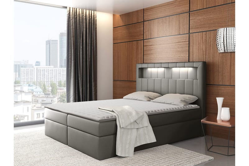 Kontinentalseng 120x200 Grå - Grå - Møbler - Senger - Komplett sengepakke